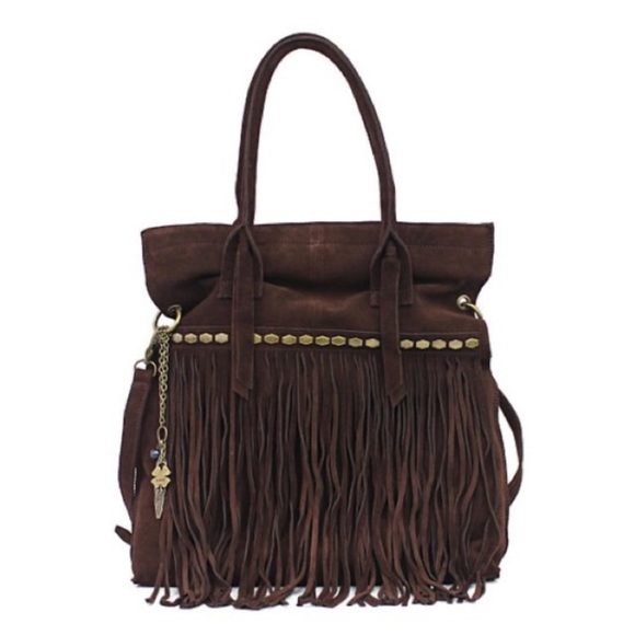 Lucky Brand Bags Lucky Brand Nirvana Dark Brown Suede Fringe Tote